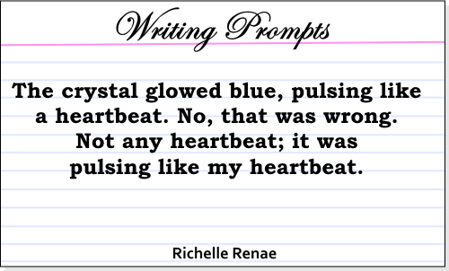 The crystal glowed blue pulsing like a heartbeat.