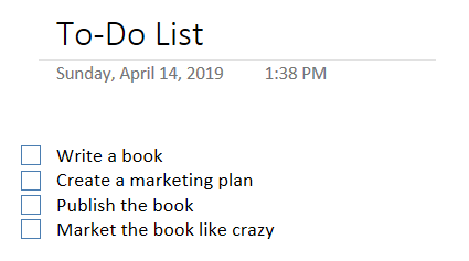 Sample to-do list with checkboxes