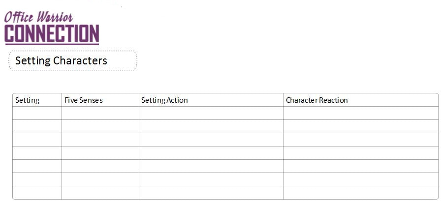 Sample page showing what items you can put on the Settings as Characters page