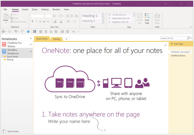 Microsoft OneNote Application Window